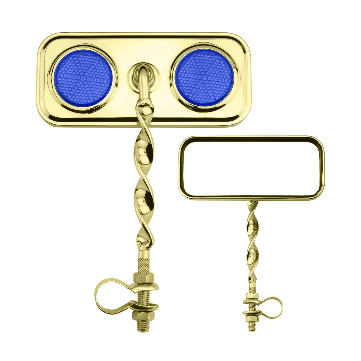 Rectangle Flat Twisted Mirror Gold Blue Reflectors.
